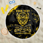 Personalized African-American Heroes Beach Blanket Bison Buffalo Soldiers - Black Grunge Style - African Pride