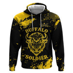Personalized African-American Heroes Hoodie Bison Buffalo Soldiers - Black Grunge Style - African Pride