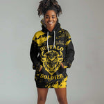 Personalized African-American Heroes Hoodie Dress Bison Buffalo Soldiers - Black Grunge Style - African Pride