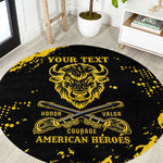 Personalized African-American Heroes Round Carpet Bison Buffalo Soldiers - Black Grunge Style - African Pride