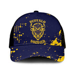 Personalized African-American Heroes Baseball Net Cap Bison Buffalo Soldiers - Blue Grunge Style - African Pride