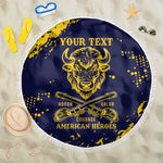 Personalized African-American Heroes Beach Blanket Bison Buffalo Soldiers - Blue Grunge Style - African Pride