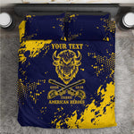 Personalized African-American Heroes Bedding Set Bison Buffalo Soldiers - Blue Grunge Style - African Pride