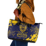 Personalized African-American Heroes Leather Tote Bag Bison Buffalo Soldiers - Blue Grunge Style - African Pride