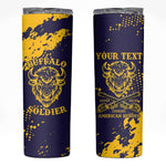 Personalized African-American Heroes Skinny Tumbler Bison Buffalo Soldiers - Blue Grunge Style - African Pride