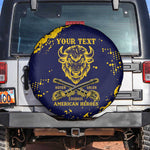Personalized African-American Heroes Spare Tire Cover Bison Buffalo Soldiers - Blue Grunge Style - African Pride