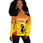 Custom Uganda Cricket Off Shoulder Sweater Go Champions - African Pride