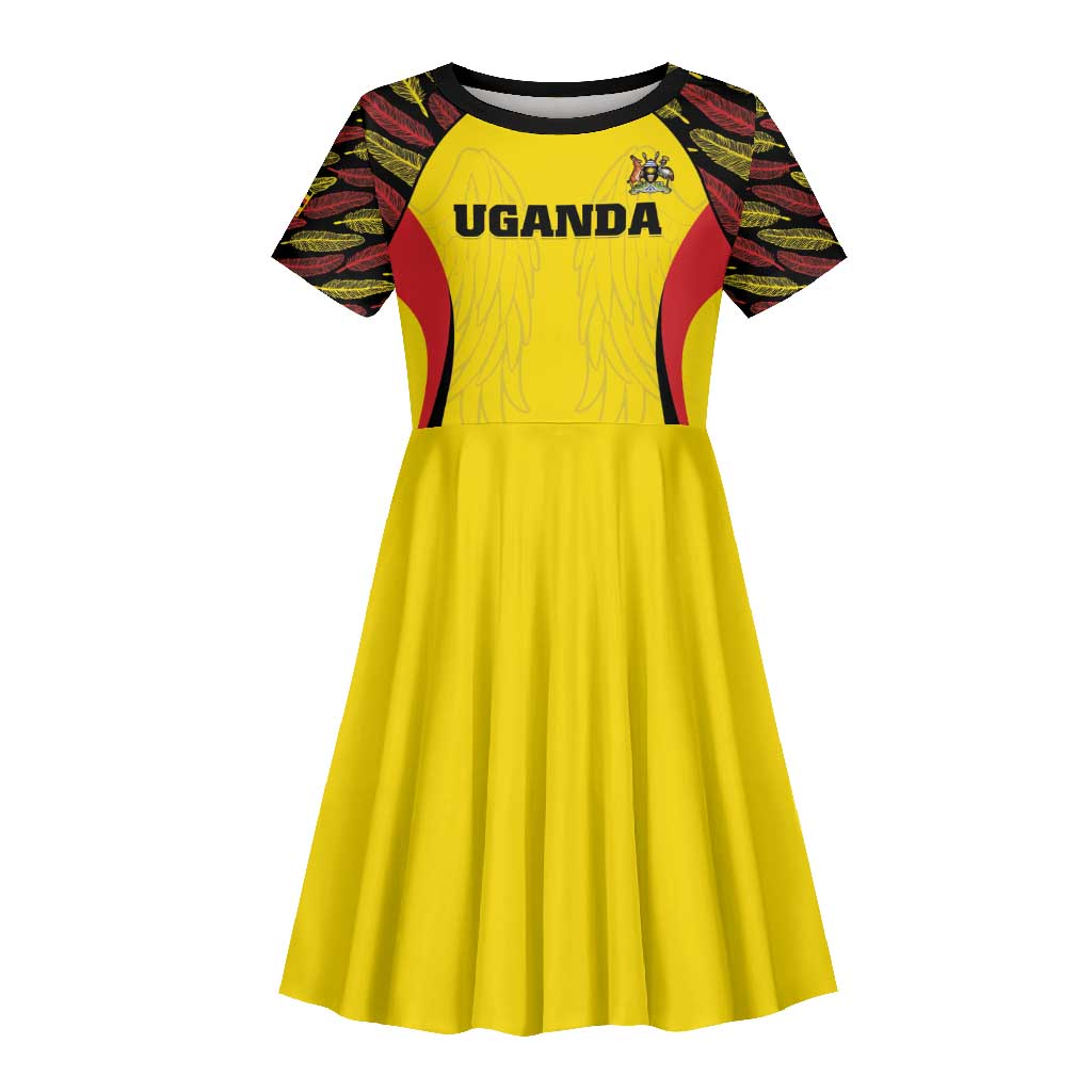 Custom Uganda Cricket Kid Short Sleeve Dress Come On Cricket Cranes - African Pride