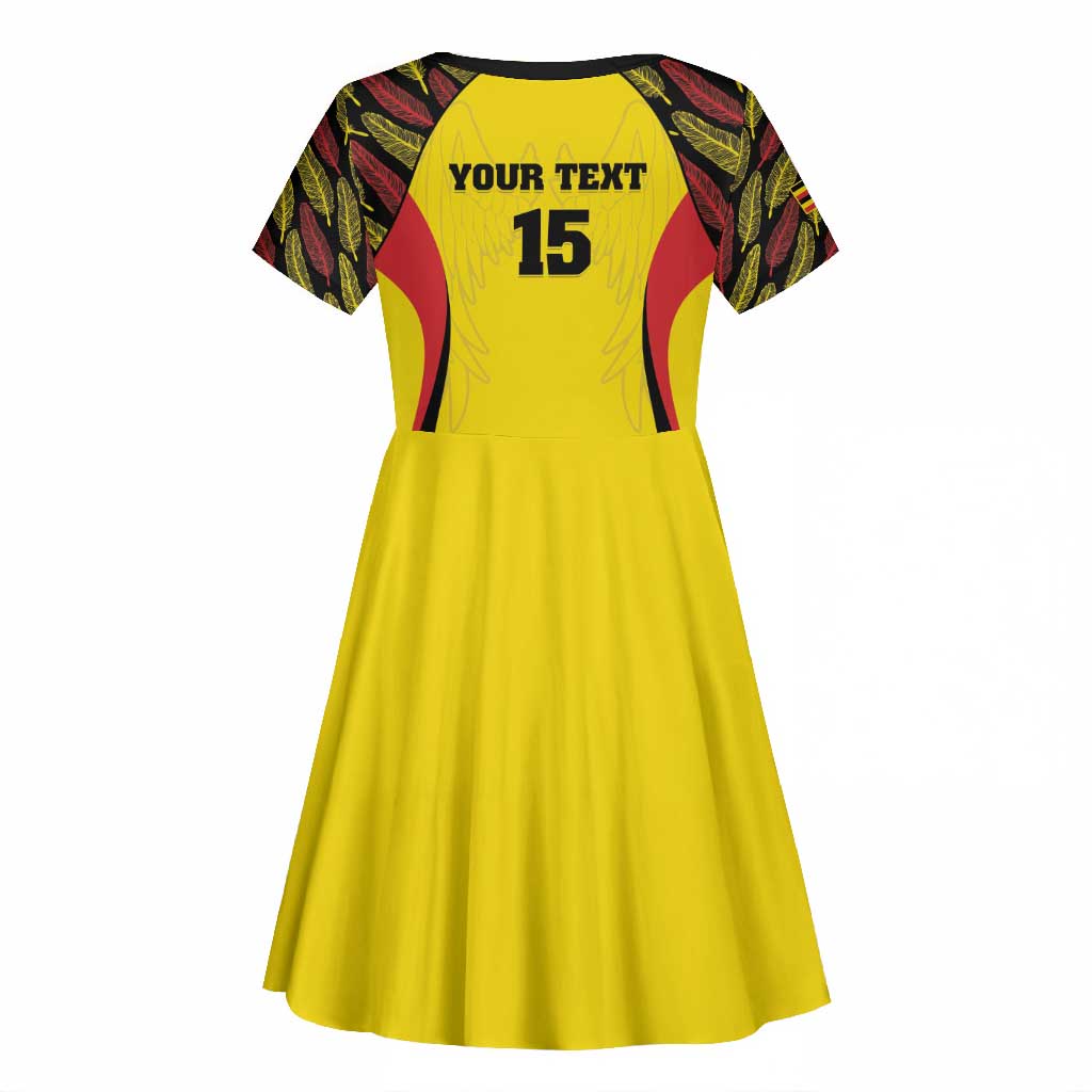 Custom Uganda Cricket Kid Short Sleeve Dress Come On Cricket Cranes - African Pride