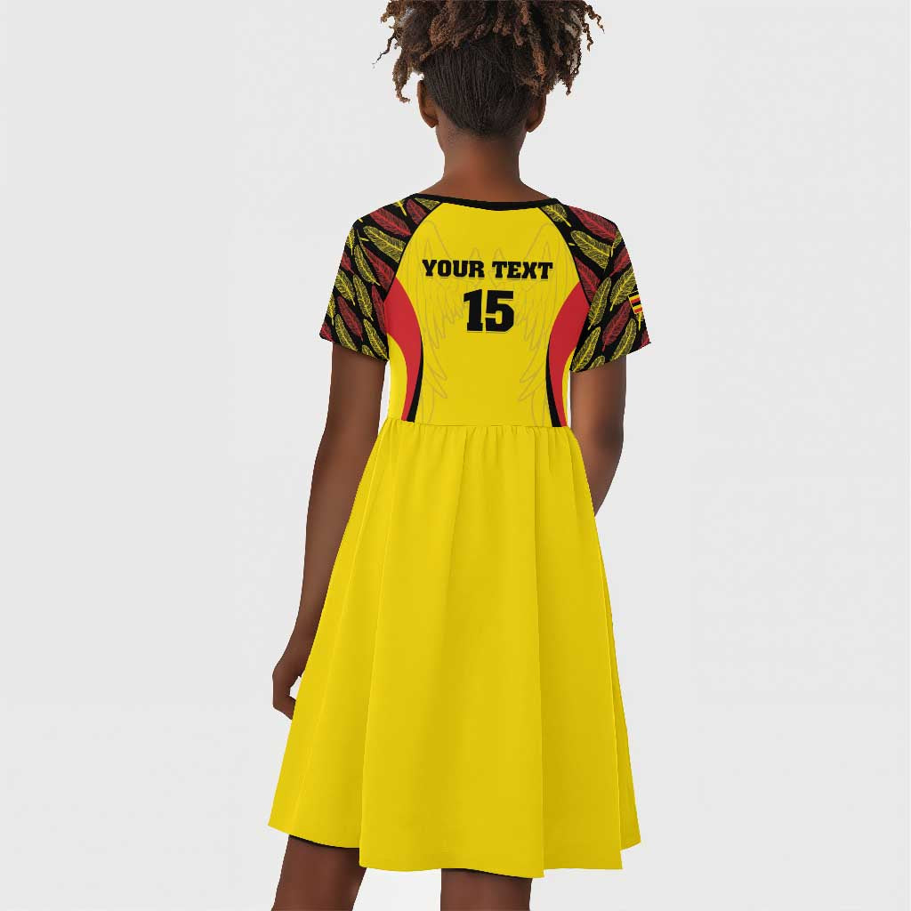 Custom Uganda Cricket Kid Short Sleeve Dress Come On Cricket Cranes - African Pride