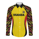 Custom Uganda Cricket Long Sleeve Button Shirt Come On Cricket Cranes - African Pride