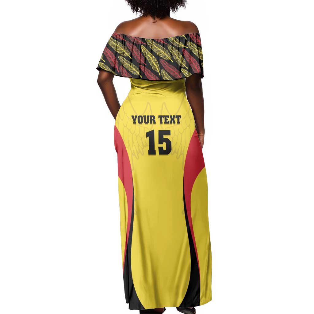 Custom Uganda Cricket Off Shoulder Maxi Dress Come On Cricket Cranes - African Pride