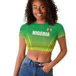 Custom Nigeria Cricket Raglan Cropped T shirt Go Yellow Greens - African Pride