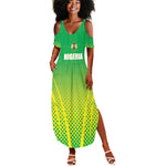 Custom Nigeria Cricket Summer Maxi Dress Go Yellow Greens - African Pride