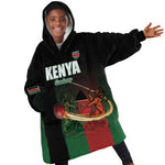Custom Kenya Cricket Kid Wearable Blanket Hoodie Come On Simbas - African Pride