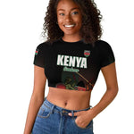 Custom Kenya Cricket Raglan Cropped T shirt Come On Simbas - African Pride