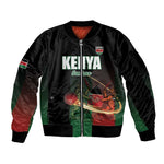 Custom Kenya Cricket Sleeve Zip Bomber Jacket Come On Simbas - African Pride