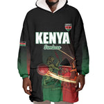 Custom Kenya Cricket Wearable Blanket Hoodie Come On Simbas - African Pride