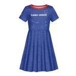 Custom Cabo Verde Football Kid Short Sleeve Dress Go Tubaroes Azuis Go - Blue - African Pride