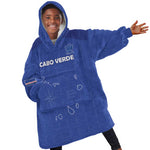 Custom Cabo Verde Football Kid Wearable Blanket Hoodie Go Tubaroes Azuis Go - Blue - African Pride