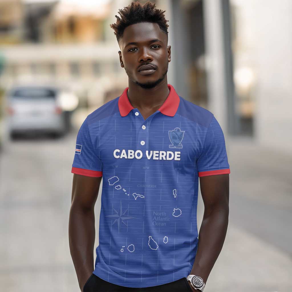 Custom Cabo Verde Football Polo Shirt Go Tubaroes Azuis Go - Blue - African Pride