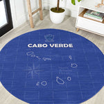 Cabo Verde Football Round Carpet Go Tubaroes Azuis Go - Blue - African Pride