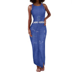Custom Cabo Verde Football Tank Maxi Dress Go Tubaroes Azuis Go - Blue - African Pride