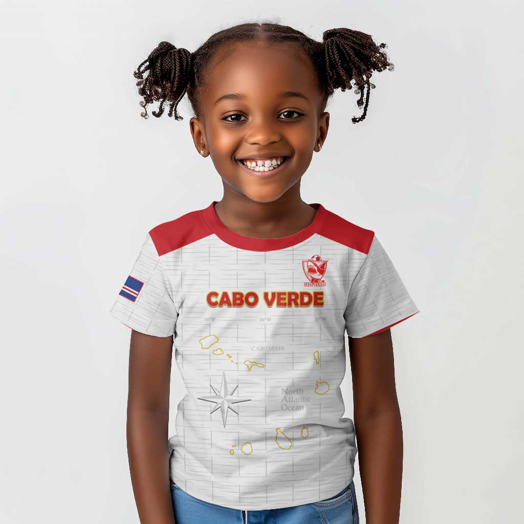 Custom Cabo Verde Football Kid T shirt Go Tubaroes Azuis Go - White - African Pride