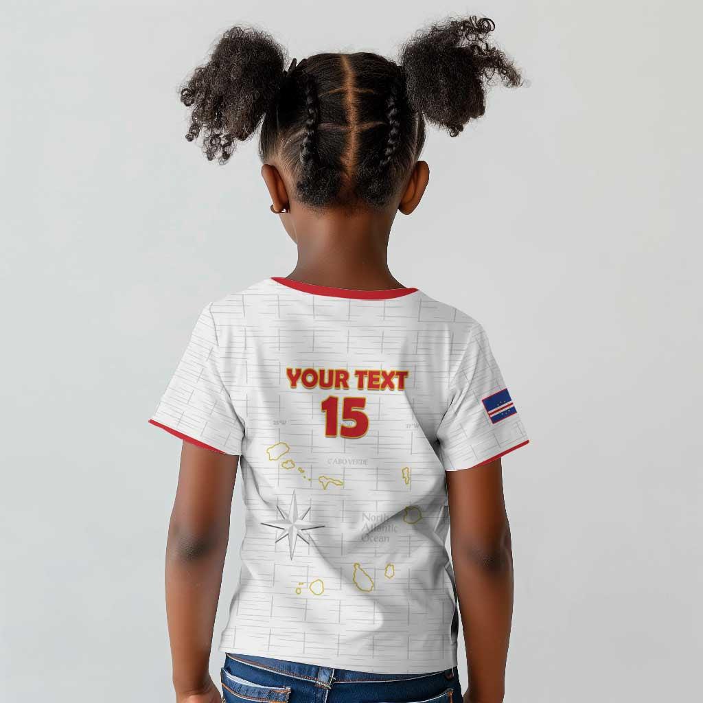 Custom Cabo Verde Football Kid T shirt Go Tubaroes Azuis Go - White - African Pride