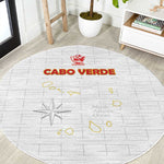 Cabo Verde Football Round Carpet Go Tubaroes Azuis Go - White - African Pride