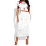 Custom Cabo Verde Football Short Sleeve Bodycon Dress Go Tubaroes Azuis Go - White - African Pride