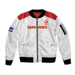Custom Cabo Verde Football Sleeve Zip Bomber Jacket Go Tubaroes Azuis Go - White - African Pride