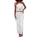 Custom Cabo Verde Football Tank Maxi Dress Go Tubaroes Azuis Go - White - African Pride