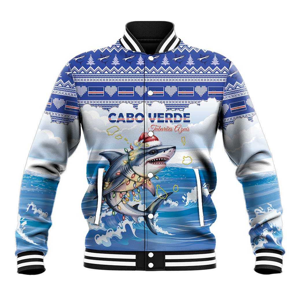 Afro Chirstmas Cabo Verde Football Personalized Baseball Jacket Allez Tubaroes Azuis - African Pride