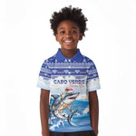 Afro Chirstmas Cabo Verde Football Personalized Kid Polo Shirt Allez Tubaroes Azuis - African Pride