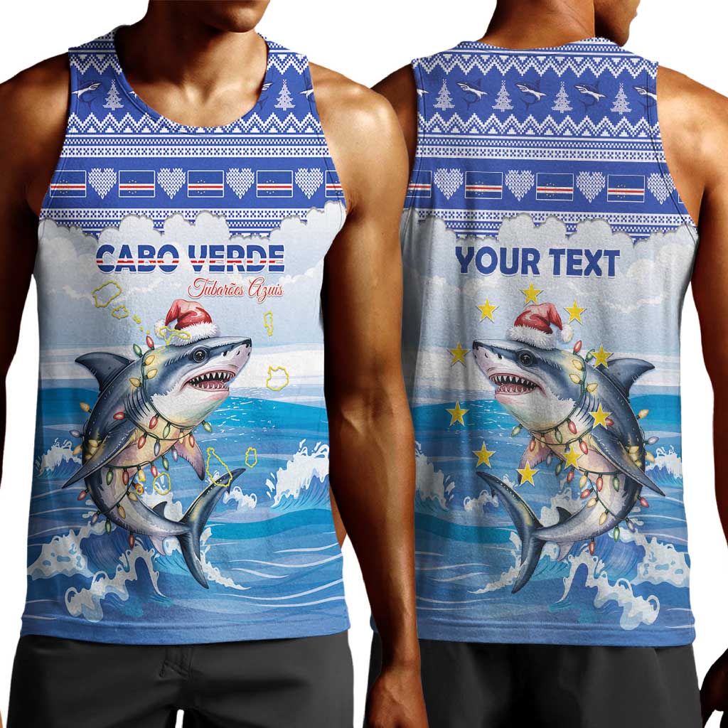 Afro Chirstmas Cabo Verde Football Personalized Men Tank Top Allez Tubaroes Azuis - African Pride