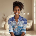 Afro Chirstmas Cabo Verde Football Personalized Women Casual Shirt Allez Tubaroes Azuis - African Pride