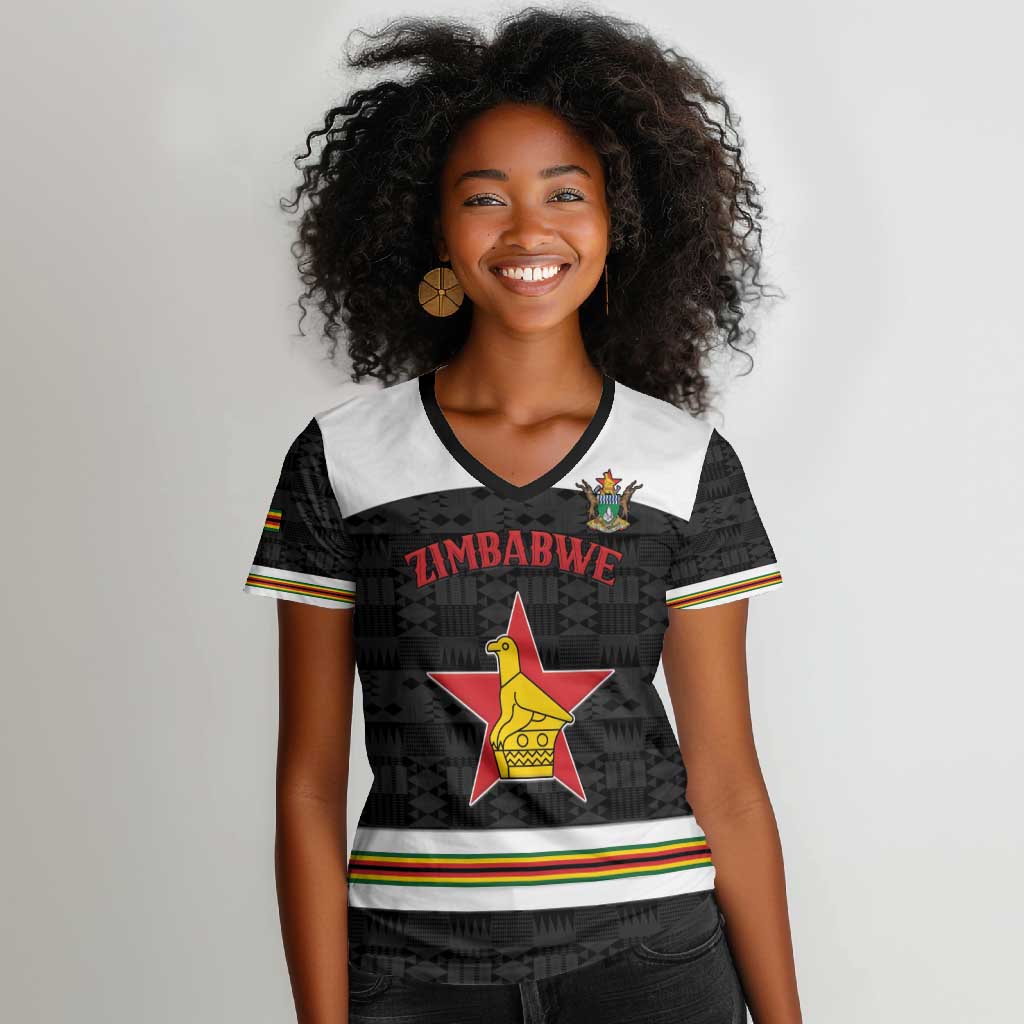 Custom Hockey Zimbabwe Women V-Neck T-Shirt Hatirohwe - We don’t lose - African Pride