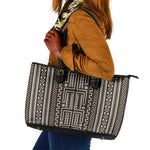 Mali Mud Cloth Bogolanfini Pattern Leather Tote Bag - African Pride