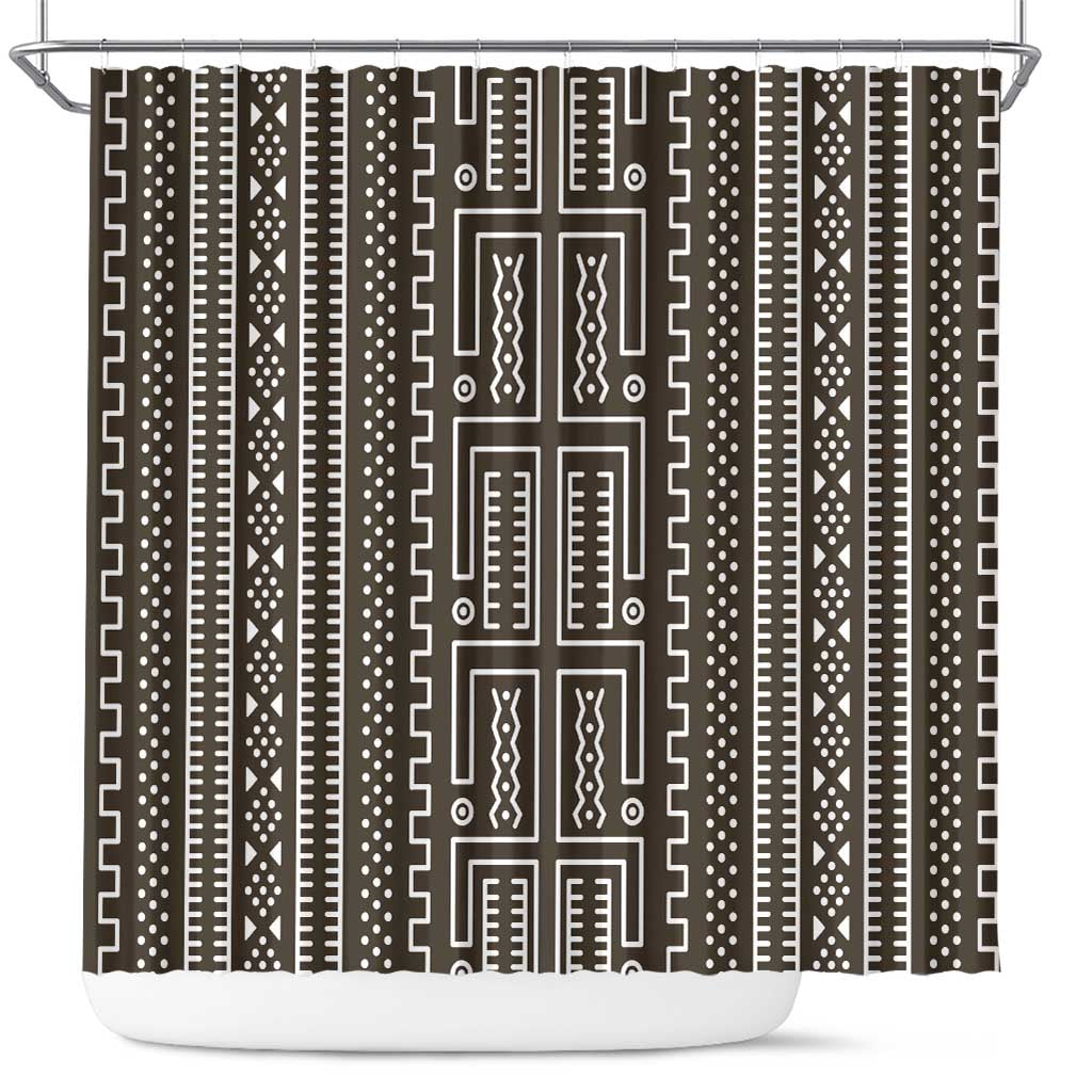 Mali Mud Cloth Bogolanfini Pattern Shower Curtain by African Pride