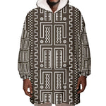 Mali Mud Cloth Bogolanfini Pattern Wearable Blanket Hoodie - African Pride