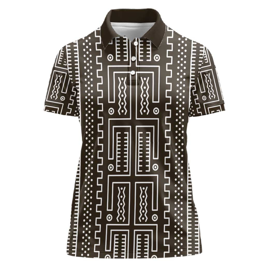 Mali Mud Cloth Bogolanfini Pattern Women Polo Shirt by African Pride