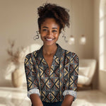Mali Mud Cloth Legacy Women Casual Shirt African Tribal Pattern - African Pride