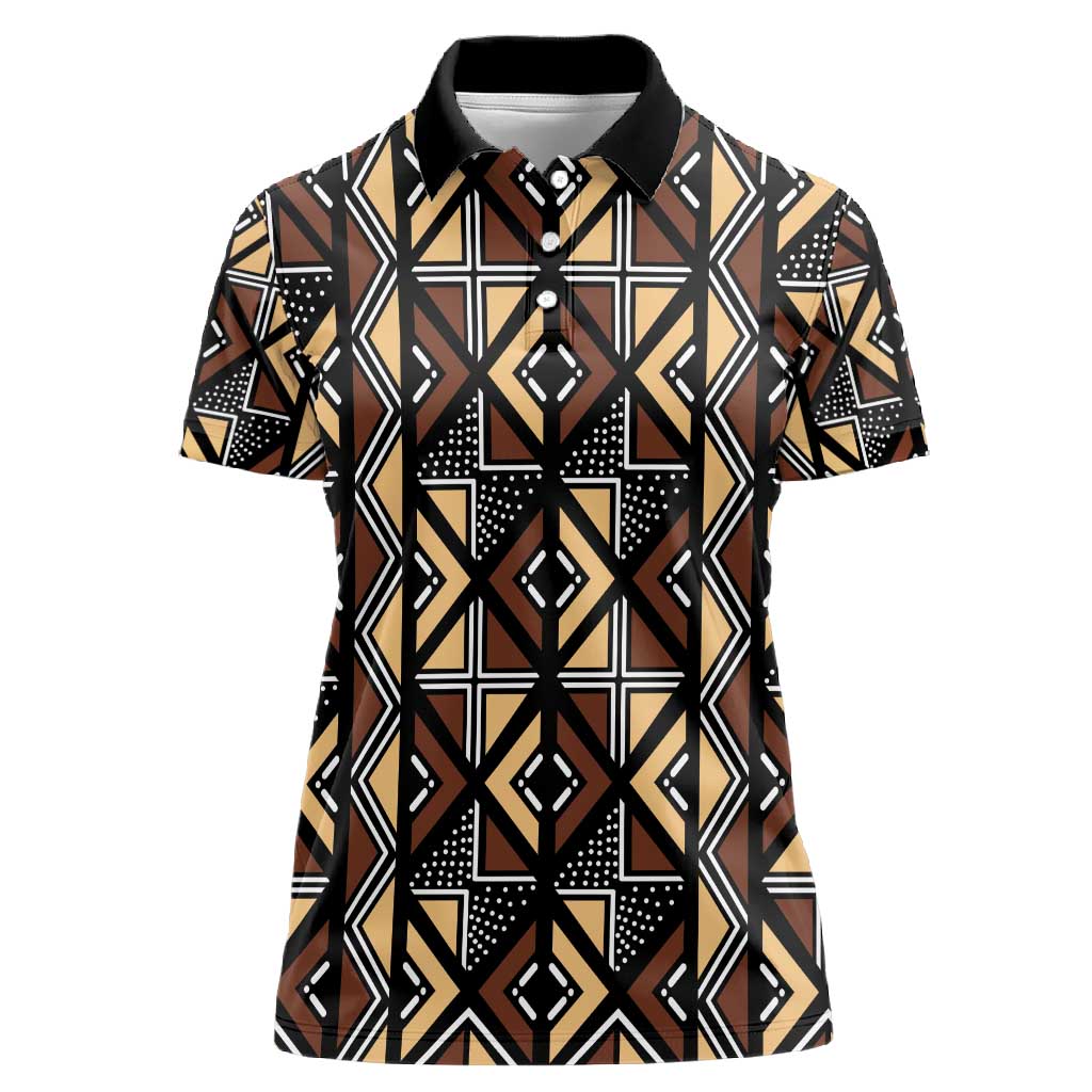 Mali Mud Cloth Legacy Women Polo Shirt African Tribal Pattern - African Pride