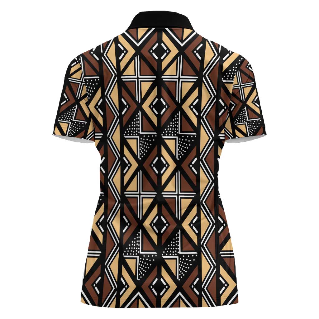 Mali Mud Cloth Legacy Women Polo Shirt African Tribal Pattern - African Pride