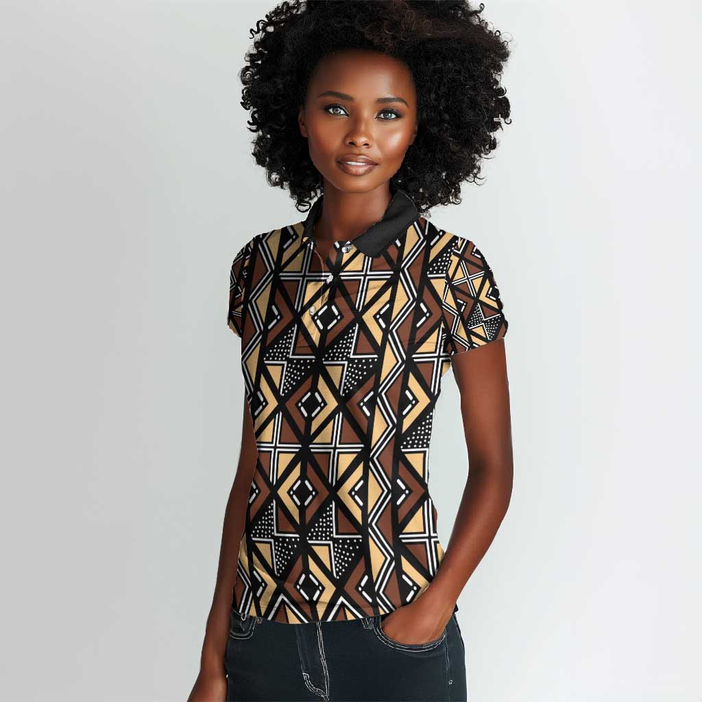 Mali Mud Cloth Legacy Women Polo Shirt African Tribal Pattern - African Pride