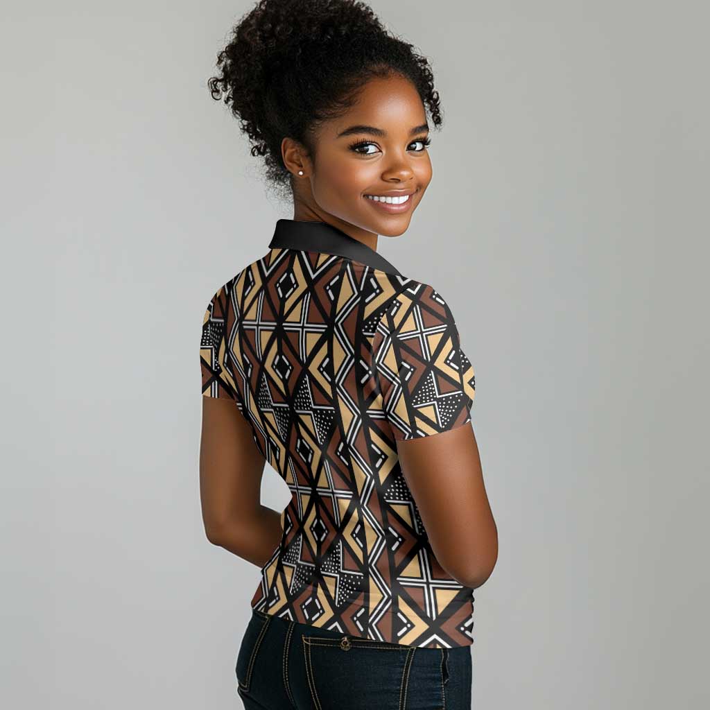 Mali Mud Cloth Legacy Women Polo Shirt African Tribal Pattern - African Pride