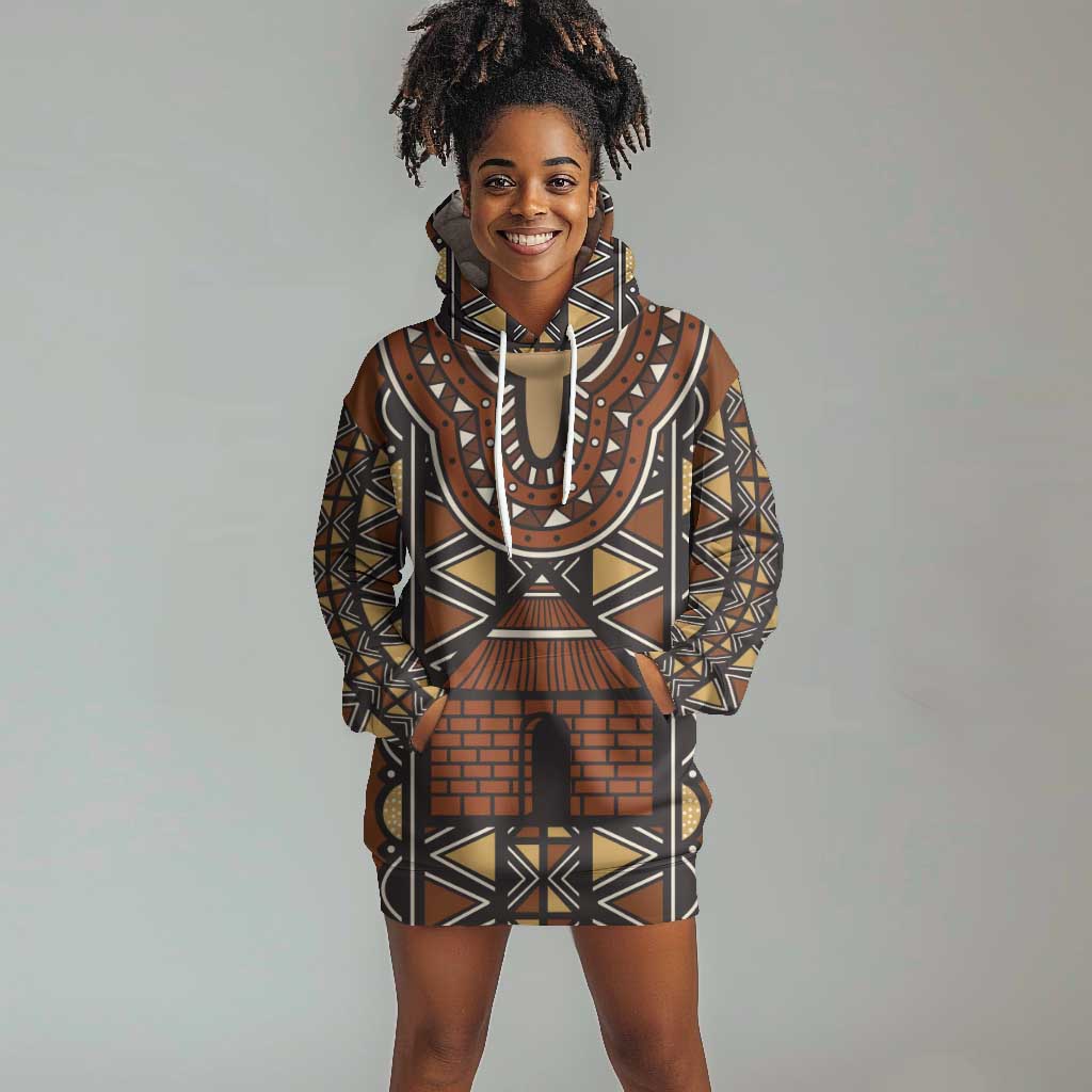 Mali Mud Cloth Village Legacy Hoodie Dress African Tribal Pattern - African Pride