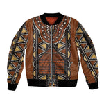 Mali Mud Cloth Village Legacy Sleeve Zip Bomber Jacket African Tribal Pattern - African Pride