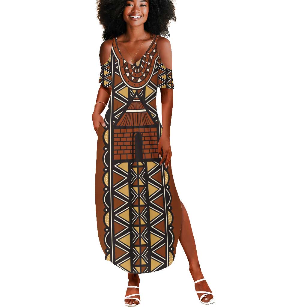 Mali Mud Cloth Village Legacy Summer Maxi Dress African Tribal Pattern - African Pride